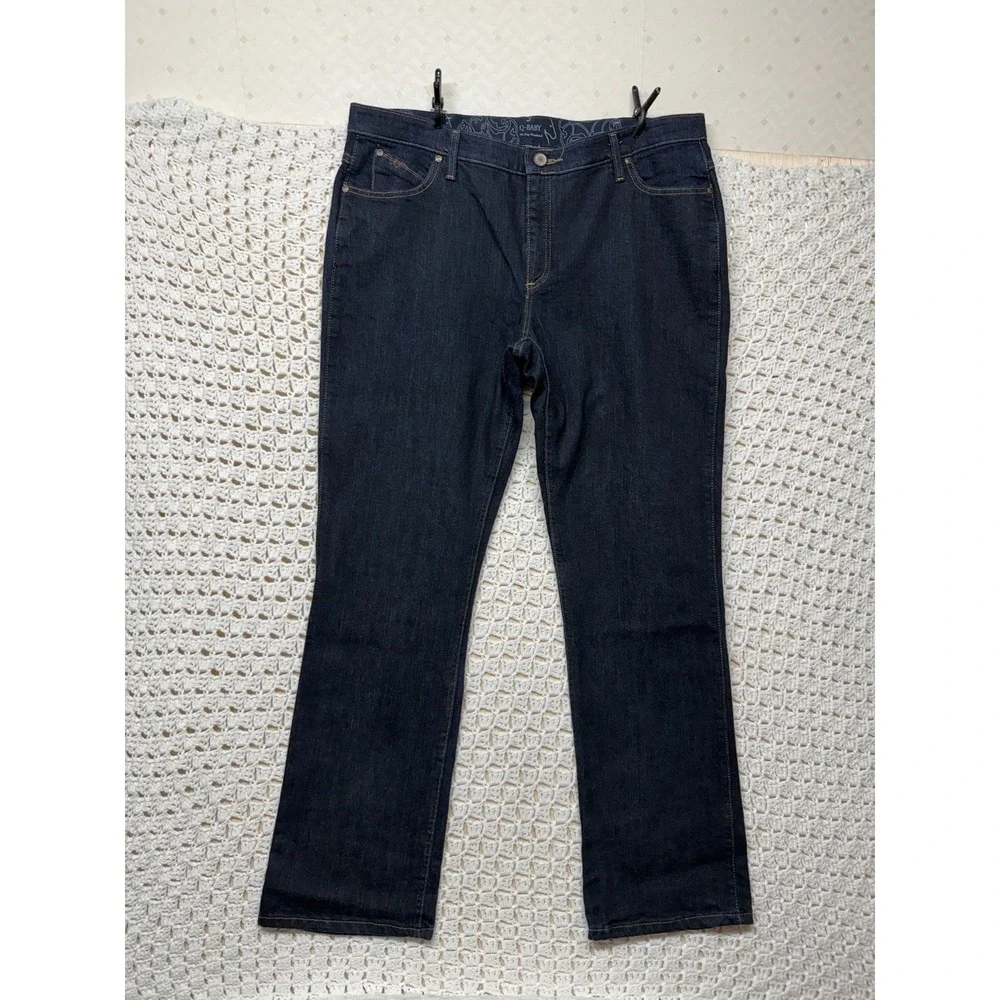 Wrangler Q-Baby Jeans Women 17/18 X34 Plus Blue Denim Bootcut No Gap Waistband